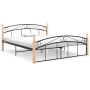 Estructura de cama metal y madera maciza de roble 160x200 cm de vidaXL, Camas y somieres - Ref: Foro24-324929, Precio: 166,85...