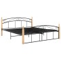 Estructura de cama metal y madera maciza de roble 160x200 cm de vidaXL, Camas y somieres - Ref: Foro24-324929, Precio: 166,85...