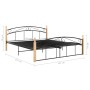 Estructura de cama metal y madera maciza de roble 160x200 cm de vidaXL, Camas y somieres - Ref: Foro24-324929, Precio: 166,85...