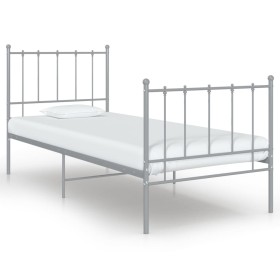 Gray metal bed frame 90x200 cm by vidaXL, Beds and slatted bases - Ref: Foro24-324948, Price: 103,99 €, Discount: %