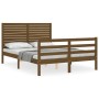 Estructura cama y cabecero madera maciza marrón miel 140x200 cm de vidaXL, Camas y somieres - Ref: Foro24-3195029, Precio: 18...