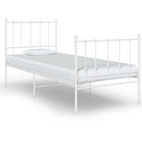 Estructura de cama de metal blanco 90x200 cm de vidaXL, Camas y somieres - Ref: Foro24-324947, Precio: 89,99 €, Descuento: %