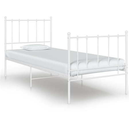 Estructura de cama de metal blanco 90x200 cm de vidaXL, Camas y somieres - Ref: Foro24-324947, Precio: 76,38 €, Descuento: %