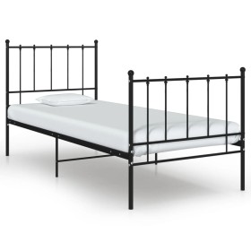 Black metal bed frame 100x200 cm by vidaXL, Beds and slatted bases - Ref: Foro24-324949, Price: 102,83 €, Discount: %