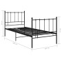 Black metal bed frame 100x200 cm by vidaXL, Beds and slatted bases - Ref: Foro24-324949, Price: 102,99 €, Discount: %