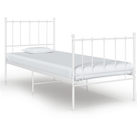 White metal bed frame 100x200 cm by vidaXL, Beds and slatted bases - Ref: Foro24-324950, Price: 88,99 €, Discount: %