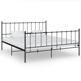 Estructura de cama de metal negra 140x200 cm de vidaXL, Camas y somieres - Ref: Foro24-324955, Precio: 151,01 €, Descuento: %