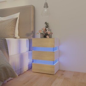 LED-Nachttisch in Weiß und Sonoma-Holzwerkstoff, 45 x 35 x 67 cm von vidaXL, Nachttische - Ref: Foro24-326845, Preis: 107,99 ...