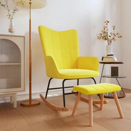 Silla mecedora con reposapiés tela amarillo mostaza de vidaXL, Mecedoras - Ref: Foro24-328025, Precio: 146,12 €, Descuento: %