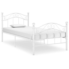 Estructura de cama de metal blanco 90x200 cm de vidaXL, Camas y somieres - Ref: Foro24-324989, Precio: 101,87 €, Descuento: %