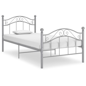 Gray metal bed frame 90x200 cm by vidaXL, Beds and slatted bases - Ref: Foro24-324990, Price: 108,99 €, Discount: %