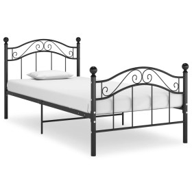 Black metal bed frame 100x200 cm by vidaXL, Beds and slatted bases - Ref: Foro24-324991, Price: 114,56 €, Discount: %