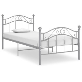 Gray metal bed frame 100x200 cm by vidaXL, Beds and slatted bases - Ref: Foro24-324993, Price: 119,99 €, Discount: %