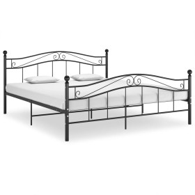 Black metal bed frame 140x200 cm by vidaXL, Beds and slatted bases - Ref: Foro24-324997, Price: 131,12 €, Discount: %