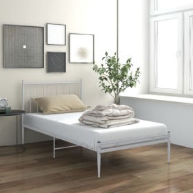 White metal bed frame 100x200 cm by vidaXL, Beds and slatted bases - Ref: Foro24-325013, Price: 101,99 €, Discount: %