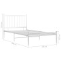 Estructura de cama de metal blanco 100x200 cm de vidaXL, Camas y somieres - Ref: Foro24-325013, Precio: 96,09 €, Descuento: %