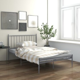 Estructura de cama de metal gris 120x200 cm de vidaXL, Camas y somieres - Ref: Foro24-325017, Precio: 149,99 €, Descuento: %