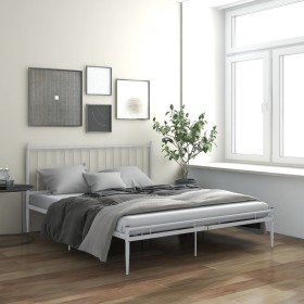 White metal bed frame 140x200 cm by vidaXL, Beds and slatted bases - Ref: Foro24-325019, Price: 104,99 €, Discount: %