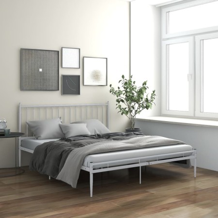 Estructura de cama de metal blanco 140x200 cm de vidaXL, Camas y somieres - Ref: Foro24-325019, Precio: 103,90 €, Descuento: %