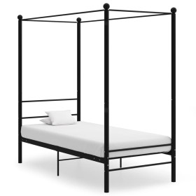 Black metal canopy bed frame 90x200 cm by vidaXL, Beds and slatted bases - Ref: Foro24-325051, Price: 114,02 €, Discount: %