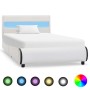 Estructura cama con LED cuero sintético blanco 100x200 cm de vidaXL, Camas y somieres - Ref: Foro24-285015, Precio: 212,98 €,...