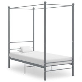 Estructura de cama con dosel metal gris 90x200 cm de vidaXL, Camas y somieres - Ref: Foro24-325053, Precio: 104,56 €, Descuen...