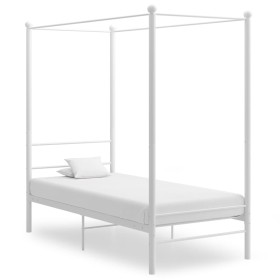 White metal canopy bed frame 100x200 cm by vidaXL, Beds and slatted bases - Ref: Foro24-325055, Price: 119,99 €, Discount: %