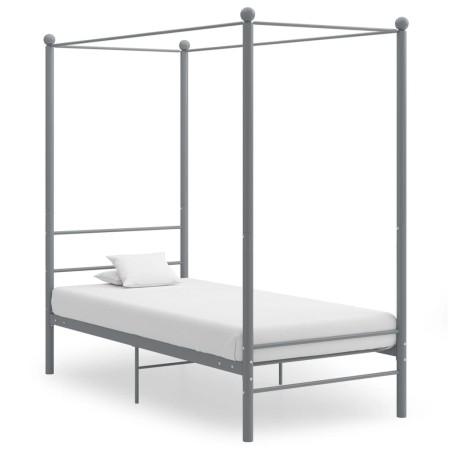 Gray metal canopy bed frame 100x200 cm by vidaXL, Beds and slatted bases - Ref: Foro24-325056, Price: 91,32 €, Discount: %