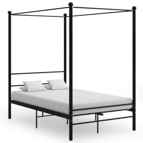 Black metal canopy bed frame 120x200 cm by vidaXL, Beds and slatted bases - Ref: Foro24-325057, Price: 142,99 €, Discount: %