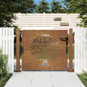 Puerta de jardín acero corten diseño árbol 105x105 cm de vidaXL, Puertas de jardín - Ref: Foro24-153161, Precio: 201,84 €, De...