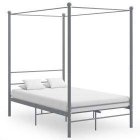 Estructura de cama con dosel metal gris 120x200 cm de vidaXL, Camas y somieres - Ref: Foro24-325059, Precio: 117,09 €, Descue...