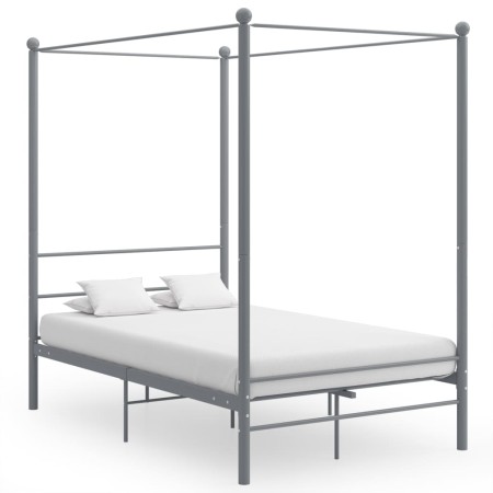 Estructura de cama con dosel metal gris 140x200 cm de vidaXL, Camas y somieres - Ref: Foro24-325062, Precio: 143,99 €, Descue...