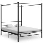 Estructura de cama con dosel metal negro 160x200 cm de vidaXL, Camas y somieres - Ref: Foro24-325063, Precio: 165,42 €, Descu...