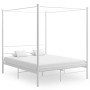 Estructura de cama con dosel metal blanco 160x200 cm de vidaXL, Camas y somieres - Ref: Foro24-325064, Precio: 165,42 €, Desc...