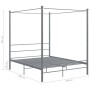 Estructura de cama con dosel metal gris 160x200 cm de vidaXL, Camas y somieres - Ref: Foro24-325065, Precio: 151,87 €, Descue...