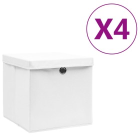 Storage boxes with lids 4 pcs white 28x28x28 cm by vidaXL, Storage baskets - Ref: Foro24-325208, Price: 24,68 €, Discount: %