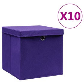 Aufbewahrungsboxen mit Deckel 10 Stück lila 28x28x28 cm von vidaXL, Aufbewahrungskörbe - Ref: Foro24-325214, Preis: 61,99 €, ...