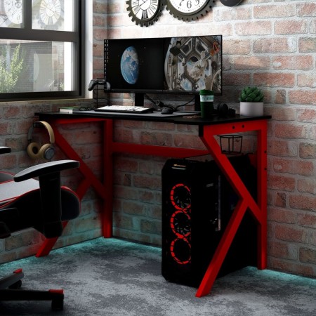 Escritorio para juegos con patas forma K negro rojo 110x60x75cm de vidaXL, Escritorios - Ref: Foro24-325403, Precio: 128,50 €...