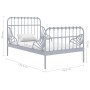 Gray metal extendable bed frame 80x130/200 cm by vidaXL, Beds and slatted bases - Ref: Foro24-324742, Price: 149,16 €, Discou...