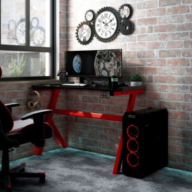 Escritorio gaming LED con forma de Y negro rojo 110x60x75cm de vidaXL, Escritorios - Ref: Foro24-325425, Precio: 143,19 €, De...