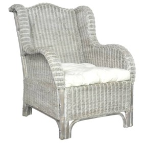 Sofa with natural rattan and gray linen cushion by vidaXL, Sofas - Ref: Foro24-325464, Price: 187,99 €, Discount: %