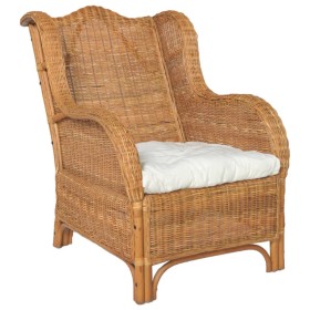 Sofa with natural rattan and light brown linen cushion by vidaXL, Sofas - Ref: Foro24-325465, Price: 257,99 €, Discount: %