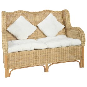 2 seater sofa in natural rattan and linen by vidaXL, Sofas - Ref: Foro24-325466, Price: 310,99 €, Discount: %