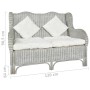 2-Sitzer-Sofa aus natürlichem Rattan und grauem Leinen von vidaXL, Sofas - Ref: Foro24-325467, Preis: 252,24 €, Rabatt: %