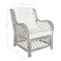 Sofa with natural rattan cushion and gray linen by vidaXL, Sofas - Ref: Foro24-325470, Price: 198,83 €, Discount: %