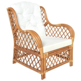 Sofa with natural rattan and light brown linen cushion by vidaXL, Sofas - Ref: Foro24-325471, Price: 275,34 €, Discount: %