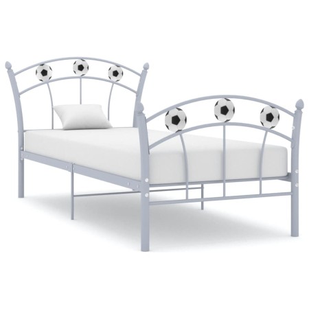 Bed frame with football design gray metal 90x200 cm by vidaXL, Beds and slatted bases - Ref: Foro24-324746, Price: 80,38 €, D...