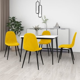 Sillas de comedor 4 uds terciopelo amarillo mostaza de vidaXL, Sillas de comedor - Ref: Foro24-325664, Precio: 180,99 €, Desc...