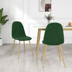 Sillas de comedor 2 unidades terciopelo verde oscuro de vidaXL, Sillas de comedor - Ref: Foro24-325670, Precio: 127,99 €, Des...