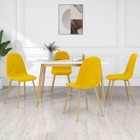 Sillas de comedor 4 uds terciopelo amarillo mostaza de vidaXL, Sillas de comedor - Ref: Foro24-325686, Precio: 213,99 €, Desc...